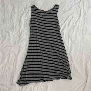 Gray Tank top dress with black stripes.